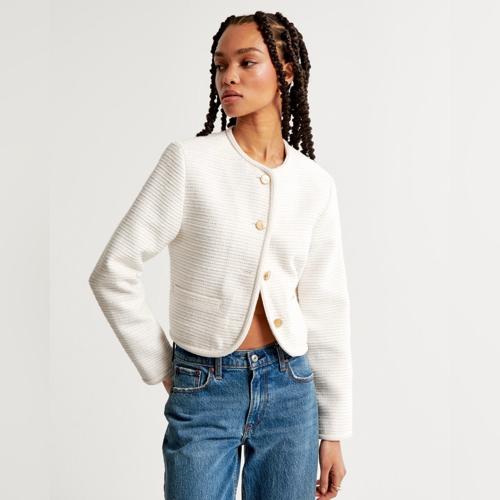 NWT Abercrombie & Fitch Collarless Tweed Jacket